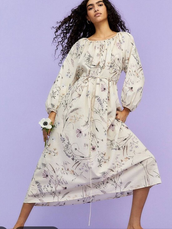 H&M Dresses & Skirts - H&M XL Cream Floral Boho Maxi Dress